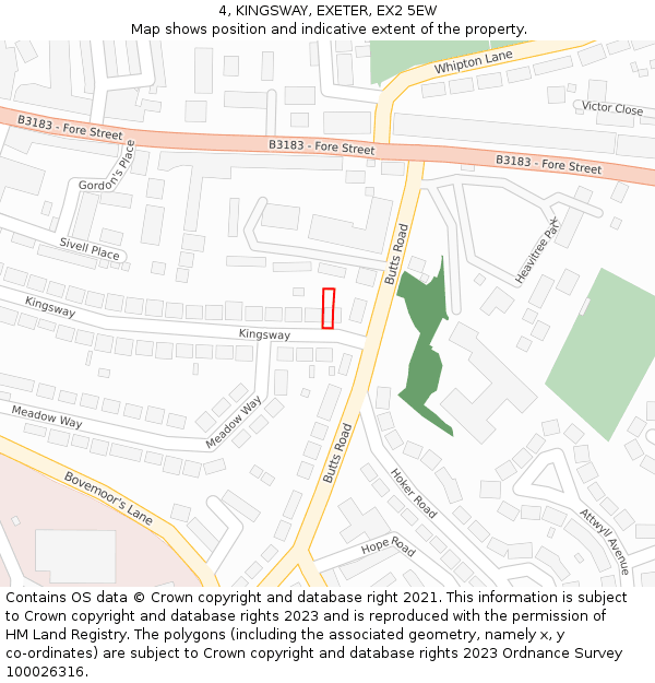 4, KINGSWAY, EXETER, EX2 5EW: Location map and indicative extent of plot