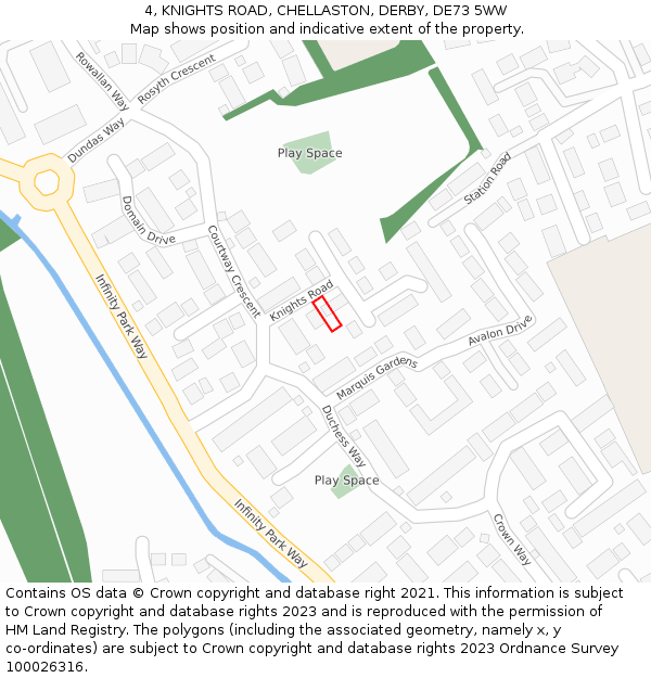 4, KNIGHTS ROAD, CHELLASTON, DERBY, DE73 5WW: Location map and indicative extent of plot