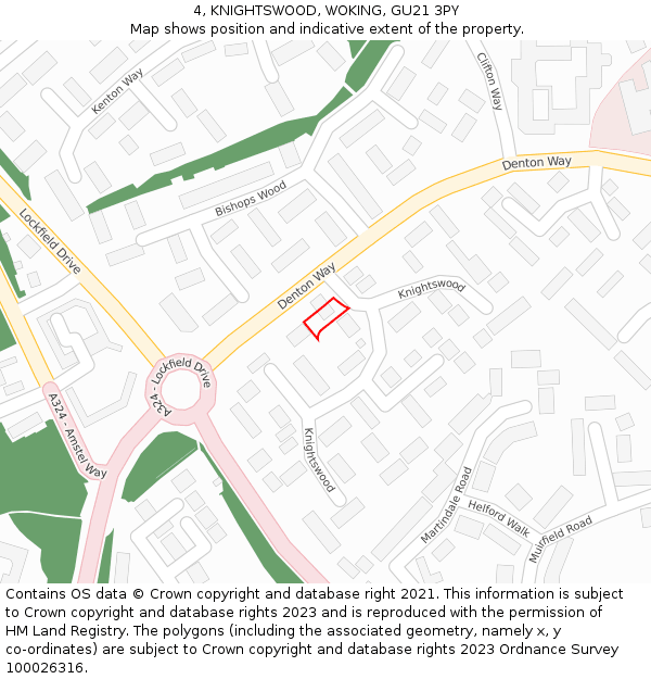 4, KNIGHTSWOOD, WOKING, GU21 3PY: Location map and indicative extent of plot