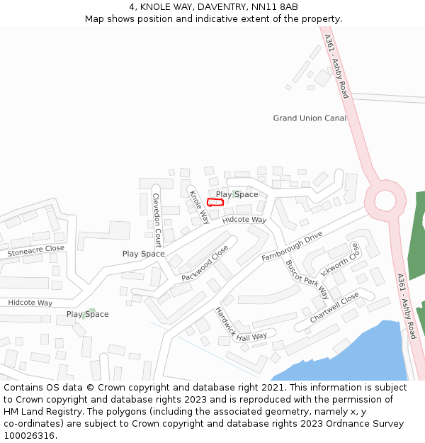 4, KNOLE WAY, DAVENTRY, NN11 8AB: Location map and indicative extent of plot