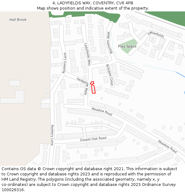 4, LADYFIELDS WAY, COVENTRY, CV6 4PB: Location map and indicative extent of plot