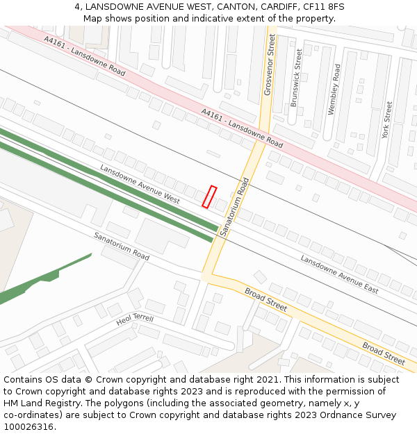 4, LANSDOWNE AVENUE WEST, CANTON, CARDIFF, CF11 8FS: Location map and indicative extent of plot