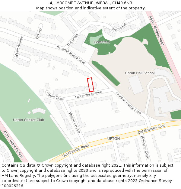 4, LARCOMBE AVENUE, WIRRAL, CH49 6NB: Location map and indicative extent of plot