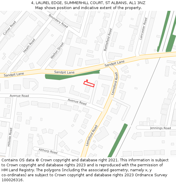 4, LAUREL EDGE, SUMMERHILL COURT, ST ALBANS, AL1 3NZ: Location map and indicative extent of plot