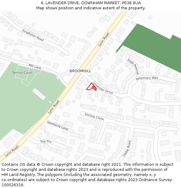4, LAVENDER DRIVE, DOWNHAM MARKET, PE38 9UA: Location map and indicative extent of plot