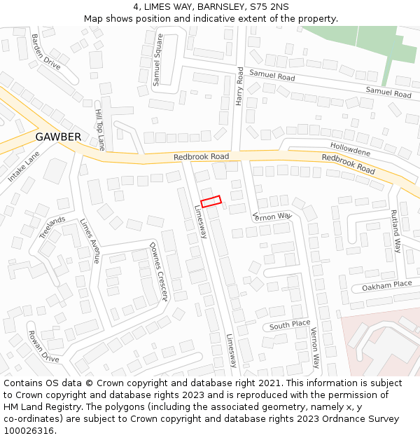 4, LIMES WAY, BARNSLEY, S75 2NS: Location map and indicative extent of plot