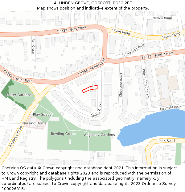 4, LINDEN GROVE, GOSPORT, PO12 2EE: Location map and indicative extent of plot
