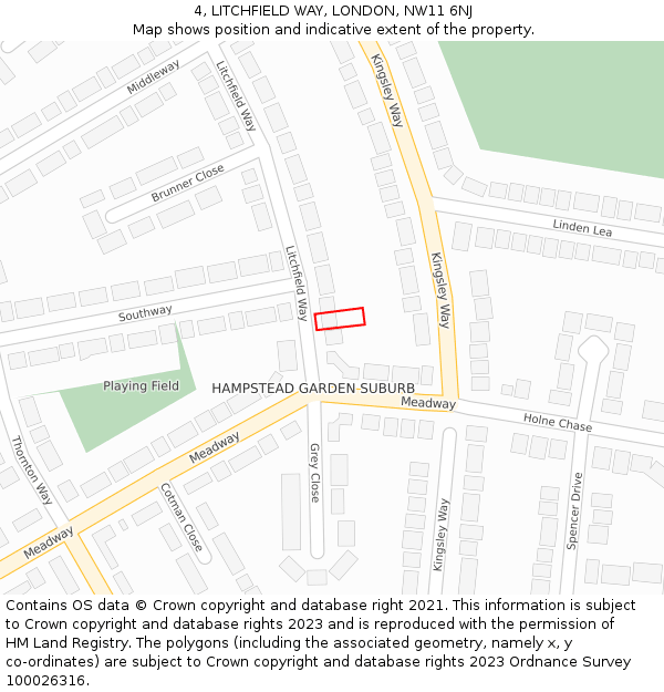 4, LITCHFIELD WAY, LONDON, NW11 6NJ: Location map and indicative extent of plot