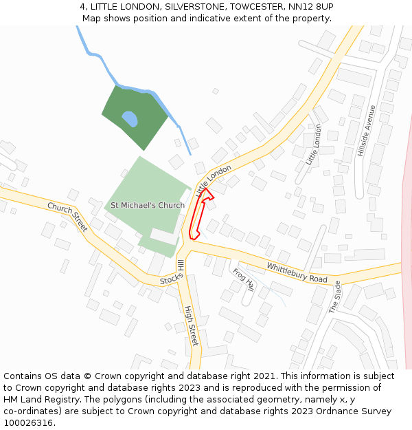 4, LITTLE LONDON, SILVERSTONE, TOWCESTER, NN12 8UP: Location map and indicative extent of plot
