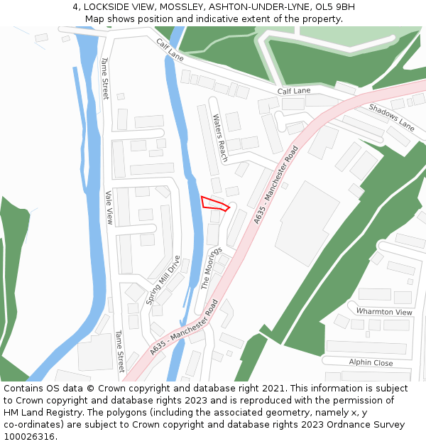4, LOCKSIDE VIEW, MOSSLEY, ASHTON-UNDER-LYNE, OL5 9BH: Location map and indicative extent of plot