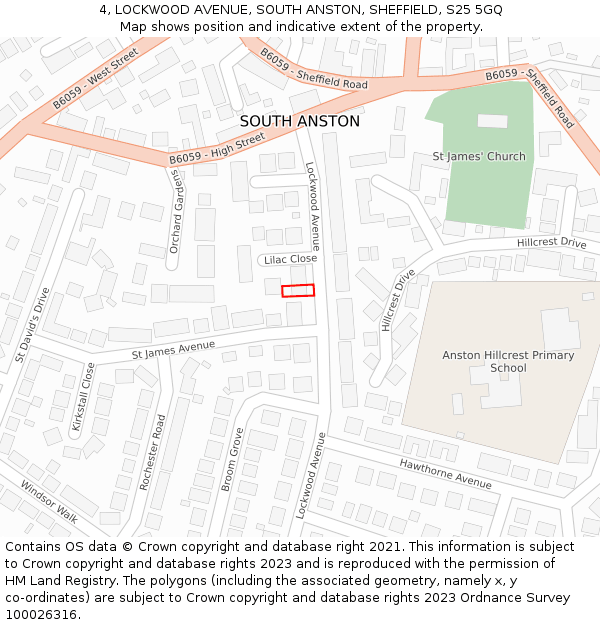 4, LOCKWOOD AVENUE, SOUTH ANSTON, SHEFFIELD, S25 5GQ: Location map and indicative extent of plot