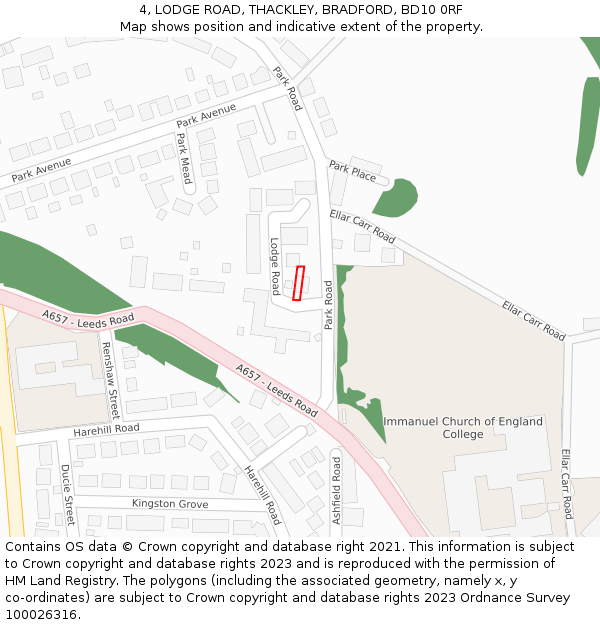 4, LODGE ROAD, THACKLEY, BRADFORD, BD10 0RF: Location map and indicative extent of plot