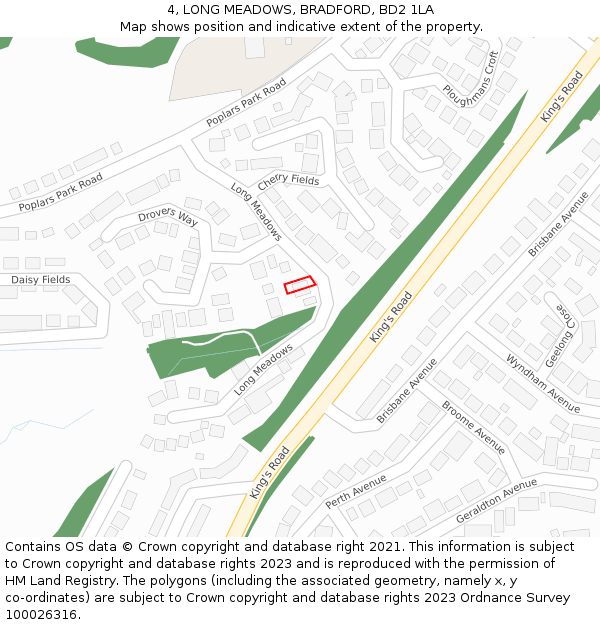 4, LONG MEADOWS, BRADFORD, BD2 1LA: Location map and indicative extent of plot