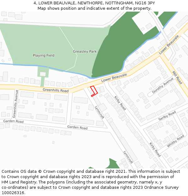 4, LOWER BEAUVALE, NEWTHORPE, NOTTINGHAM, NG16 3PY: Location map and indicative extent of plot