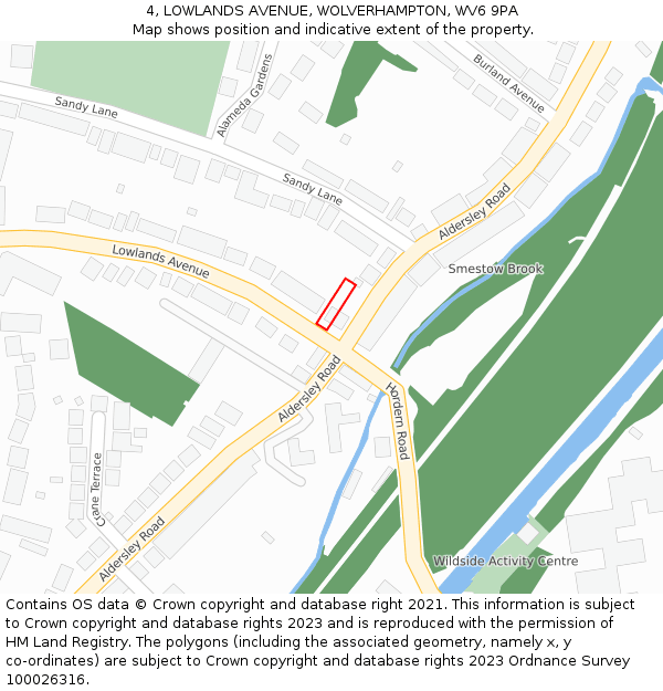 4, LOWLANDS AVENUE, WOLVERHAMPTON, WV6 9PA: Location map and indicative extent of plot