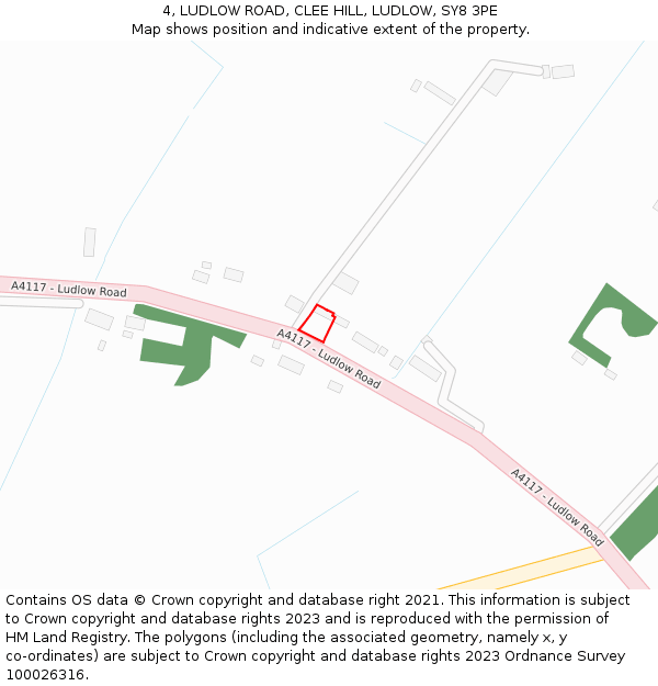 4, LUDLOW ROAD, CLEE HILL, LUDLOW, SY8 3PE: Location map and indicative extent of plot