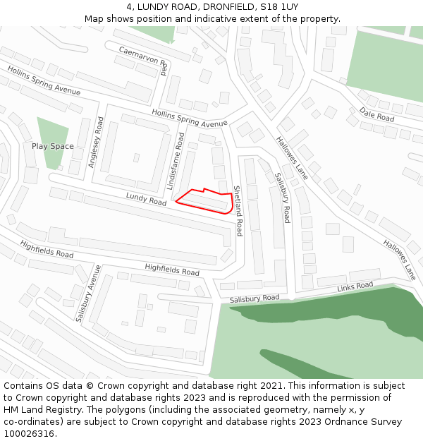 4, LUNDY ROAD, DRONFIELD, S18 1UY: Location map and indicative extent of plot