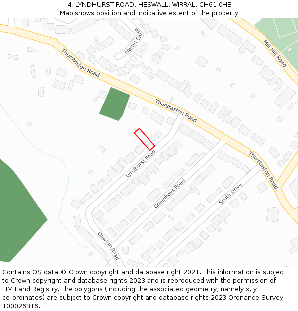 4, LYNDHURST ROAD, HESWALL, WIRRAL, CH61 0HB: Location map and indicative extent of plot