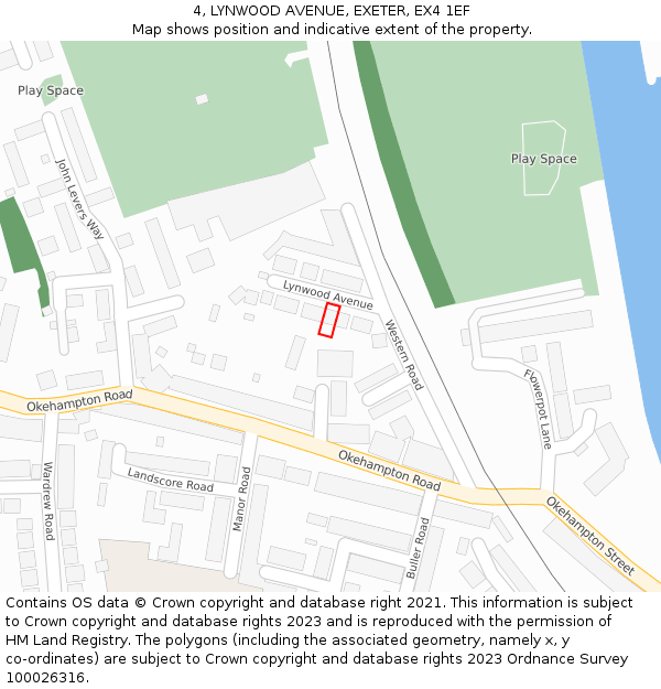 4, LYNWOOD AVENUE, EXETER, EX4 1EF: Location map and indicative extent of plot