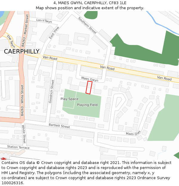 4, MAES GWYN, CAERPHILLY, CF83 1LE: Location map and indicative extent of plot