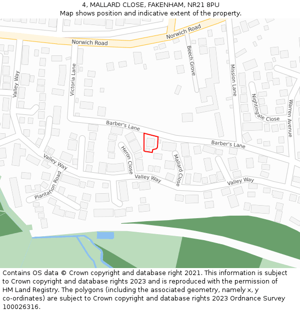 4, MALLARD CLOSE, FAKENHAM, NR21 8PU: Location map and indicative extent of plot