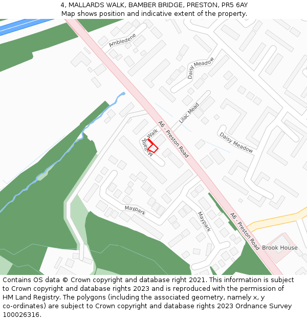 4, MALLARDS WALK, BAMBER BRIDGE, PRESTON, PR5 6AY: Location map and indicative extent of plot