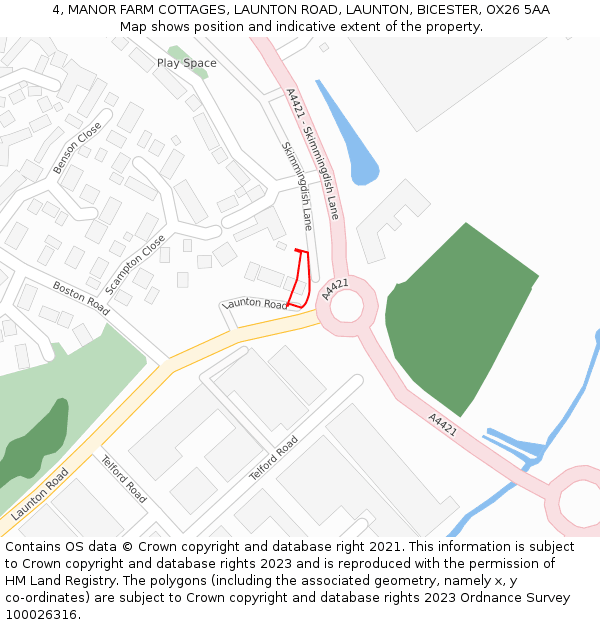 4, MANOR FARM COTTAGES, LAUNTON ROAD, LAUNTON, BICESTER, OX26 5AA: Location map and indicative extent of plot