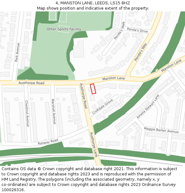 4, MANSTON LANE, LEEDS, LS15 8HZ: Location map and indicative extent of plot