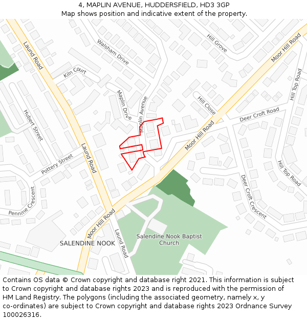 4, MAPLIN AVENUE, HUDDERSFIELD, HD3 3GP: Location map and indicative extent of plot