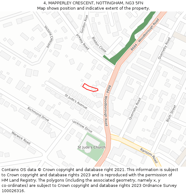 4, MAPPERLEY CRESCENT, NOTTINGHAM, NG3 5FN: Location map and indicative extent of plot