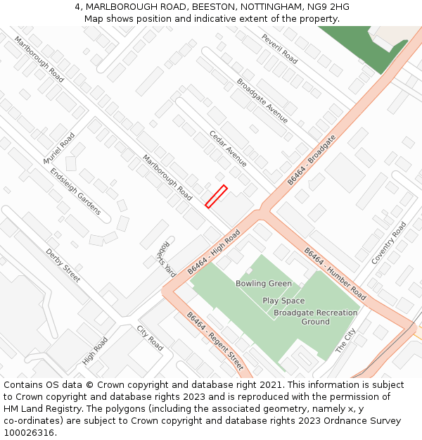 4, MARLBOROUGH ROAD, BEESTON, NOTTINGHAM, NG9 2HG: Location map and indicative extent of plot