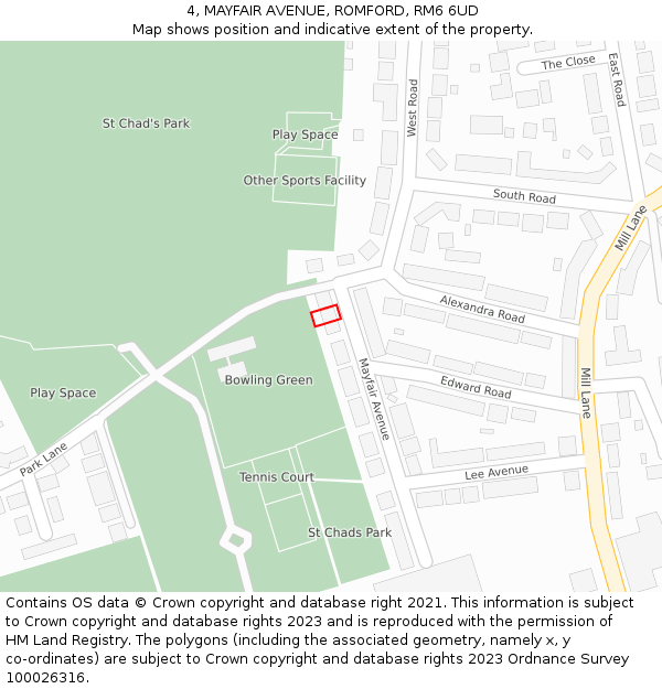 4, MAYFAIR AVENUE, ROMFORD, RM6 6UD: Location map and indicative extent of plot