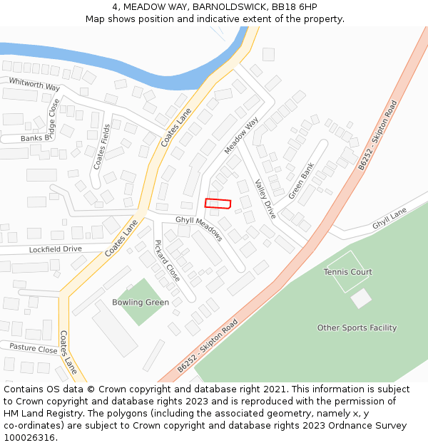 4, MEADOW WAY, BARNOLDSWICK, BB18 6HP: Location map and indicative extent of plot