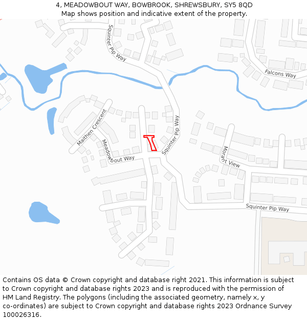 4, MEADOWBOUT WAY, BOWBROOK, SHREWSBURY, SY5 8QD: Location map and indicative extent of plot