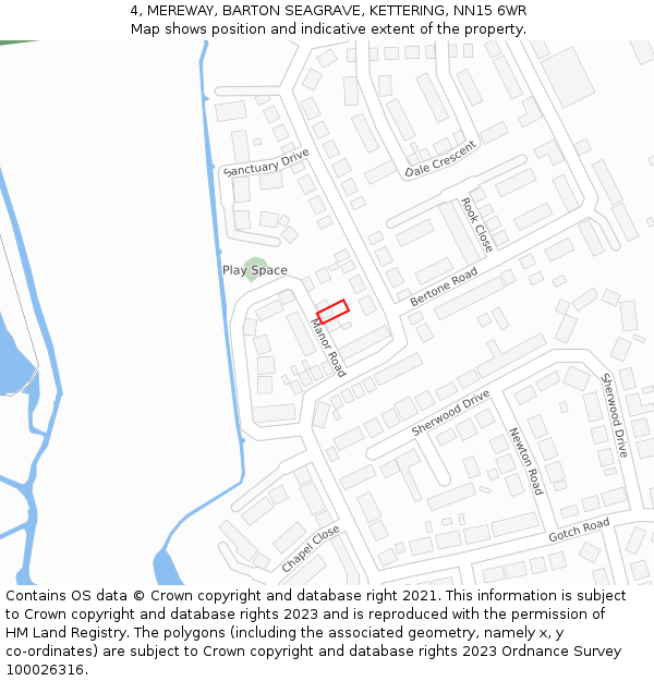 4, MEREWAY, BARTON SEAGRAVE, KETTERING, NN15 6WR: Location map and indicative extent of plot