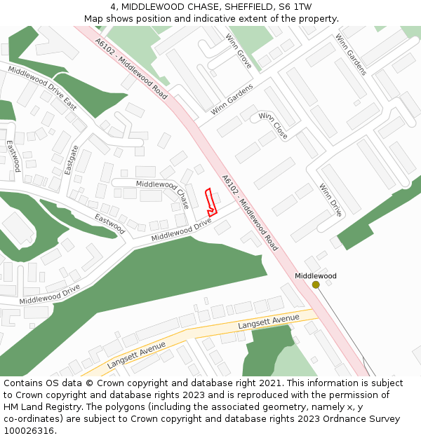 4, MIDDLEWOOD CHASE, SHEFFIELD, S6 1TW: Location map and indicative extent of plot