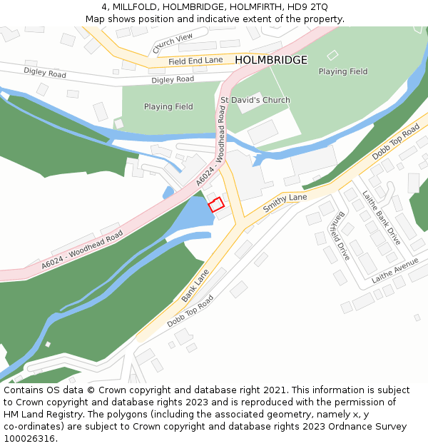 4, MILLFOLD, HOLMBRIDGE, HOLMFIRTH, HD9 2TQ: Location map and indicative extent of plot