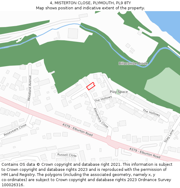 4, MISTERTON CLOSE, PLYMOUTH, PL9 8TY: Location map and indicative extent of plot