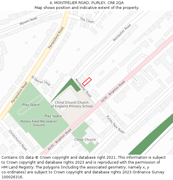 4, MONTPELIER ROAD, PURLEY, CR8 2QA: Location map and indicative extent of plot