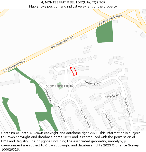 4, MONTSERRAT RISE, TORQUAY, TQ2 7GP: Location map and indicative extent of plot
