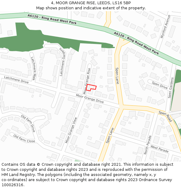 4, MOOR GRANGE RISE, LEEDS, LS16 5BP: Location map and indicative extent of plot