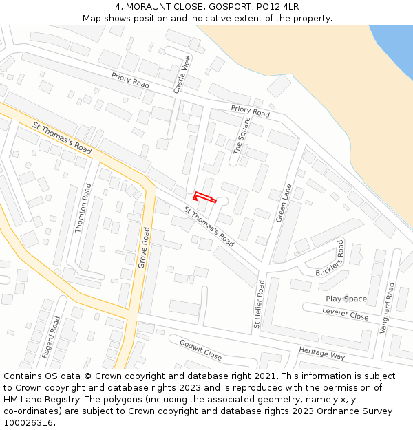 4, MORAUNT CLOSE, GOSPORT, PO12 4LR: Location map and indicative extent of plot