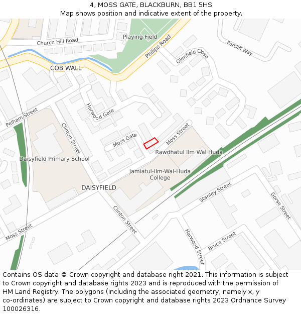 4, MOSS GATE, BLACKBURN, BB1 5HS: Location map and indicative extent of plot