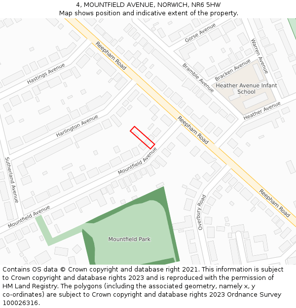 4, MOUNTFIELD AVENUE, NORWICH, NR6 5HW: Location map and indicative extent of plot