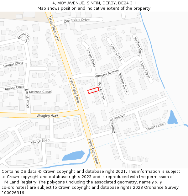 4, MOY AVENUE, SINFIN, DERBY, DE24 3HJ: Location map and indicative extent of plot