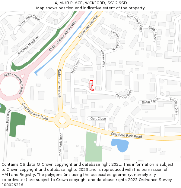 4, MUIR PLACE, WICKFORD, SS12 9SD: Location map and indicative extent of plot