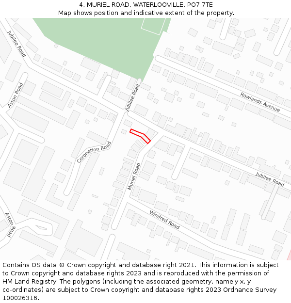 4, MURIEL ROAD, WATERLOOVILLE, PO7 7TE: Location map and indicative extent of plot