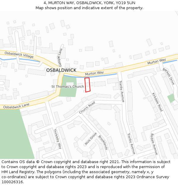 4, MURTON WAY, OSBALDWICK, YORK, YO19 5UN: Location map and indicative extent of plot