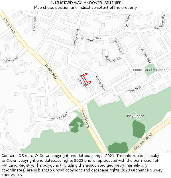 4, MUSTARD WAY, ANDOVER, SP11 6FP: Location map and indicative extent of plot
