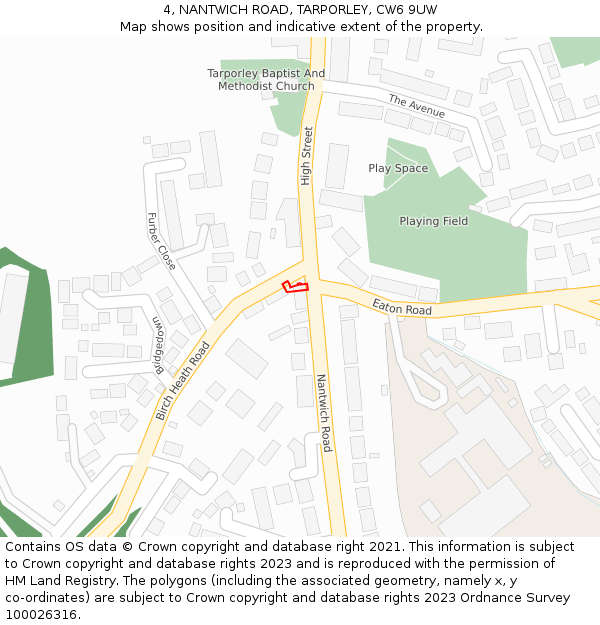 4, NANTWICH ROAD, TARPORLEY, CW6 9UW: Location map and indicative extent of plot